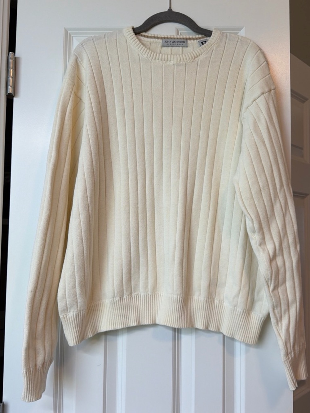 John Ashford Cream Ribbed Crewneck Sweater